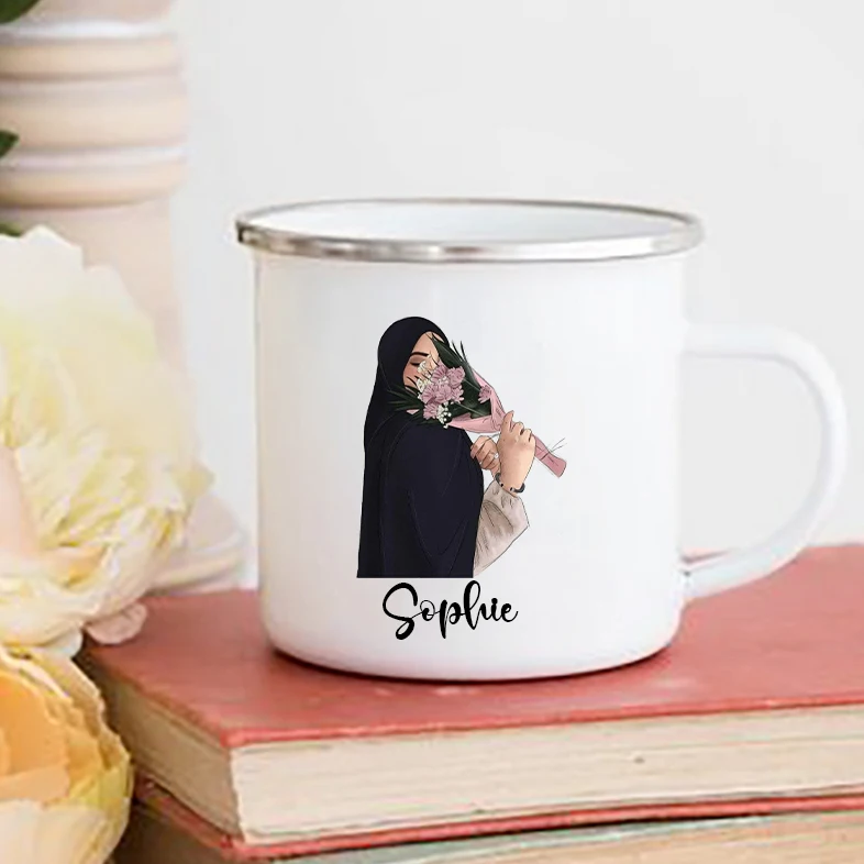 Personalised Hijabi Girl Print - Coffee Equipment With Name review and price